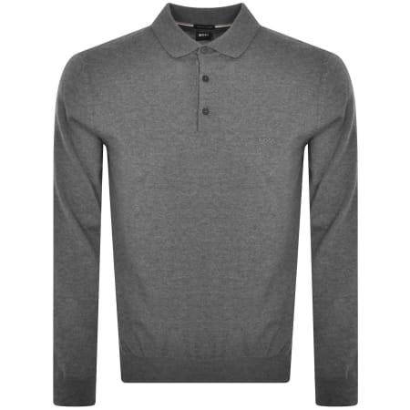 BOSS Beduardo Polo Knit Jumper GreyBOSS Beduardo Polo Knit Jumper Grey Male Small